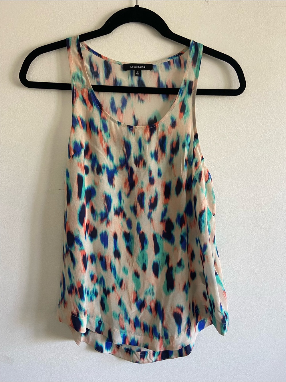 Life With Bird 100% Silk Tank Top Blouse Flowy Lightweight Colorful Summer Sz 2 - Picture 5 of 5